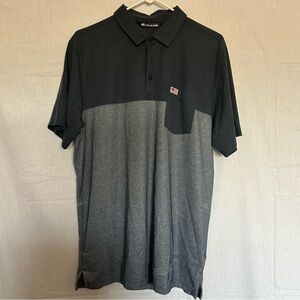Travis Mathew‎ Mens Polo Shirt Gray Short Sleeve Golf Casual American Flag L